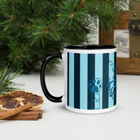 Stylish Striped Mug with Spectacled Cat